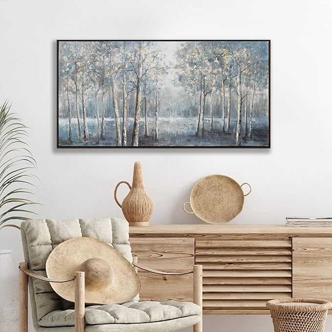 Canvas Wall Art Modern Decor Framed Wall Decorations Maximalist Home Decor Wall Art Prints Dark color system Forest Landscape Painting for Room Wall Bedroom Office Decor 20"×40"