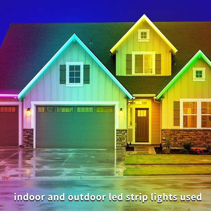 66ft Outdoor LED Strip Lights Waterproof,IP68 Waterproof LED Light Strips with Remote,App Control Music Sync RGB Outdoor LED Rope Lights,LED Lights for Bedroom,Roof,Pool,Deck,Balcony