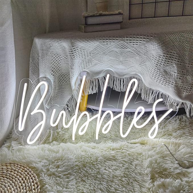 Bubbles Neon Signs for Wall Decor, 23.6 * 11 Inches Led Light Sign for Champagne Wall, Wedding, Engagement, Bar Pub Club, Yes to Champagne for Home Bedroom Birthday Decorations, Easter Gifts, INSNEnN