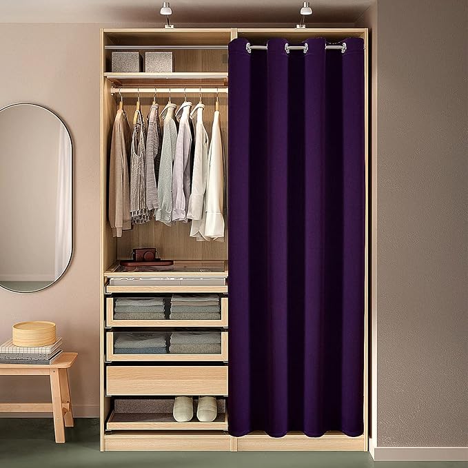 ChrisDowa Blackout Door Curtains for Doorway Privacy, Grommet Closet Curtains for Bedroom Closet Door, Thermal Insulated Doorway Cover Room Divider Drapes (1 Panel, Royal Purple, 52 x 80 Inch)