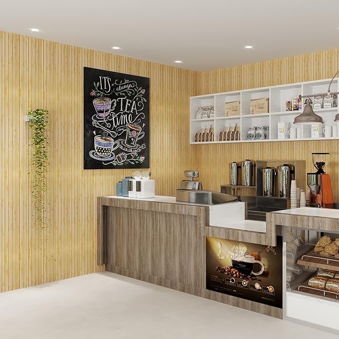 KASARO 3D Faux Wood Wall Panels - 16 Pack (47.2"x4.8") Fluted Slat Paneling for Walls & Ceilings, Adhesive or Nail Install, Waterproof Textured Decor - Living Room, Bedroom,Oak