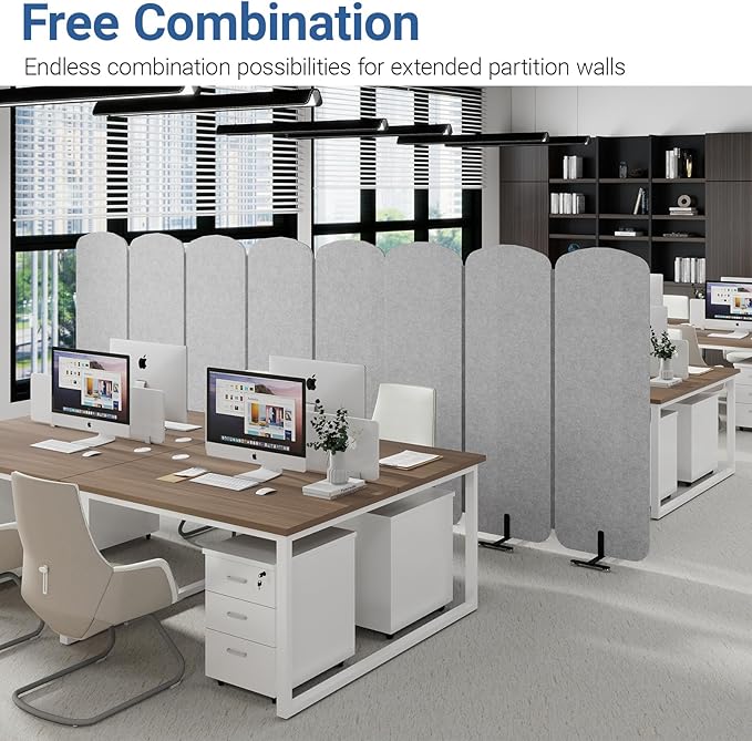 Natwind 5 Panel 122.8 x 71 in Office Room Privacy Protect Space Divider Portable Partition,Wall Folding Cubicle Indoor Freestanding Acoustic Partition Temporary for Office Room