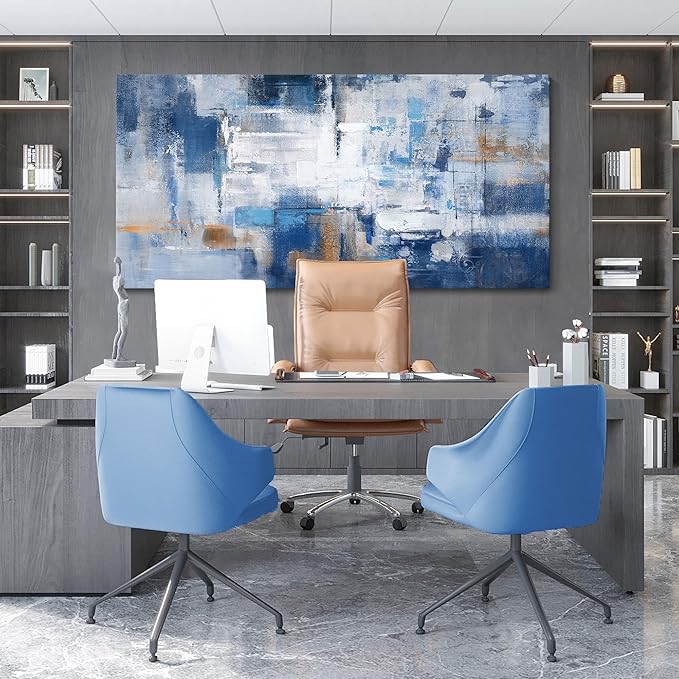KLAKLA Abstract Canvas Wall Art - Blue and White Picture Artwork for Wall Modern Paintings Wall Decor Living Room Bedroom Office Large Wall Art
