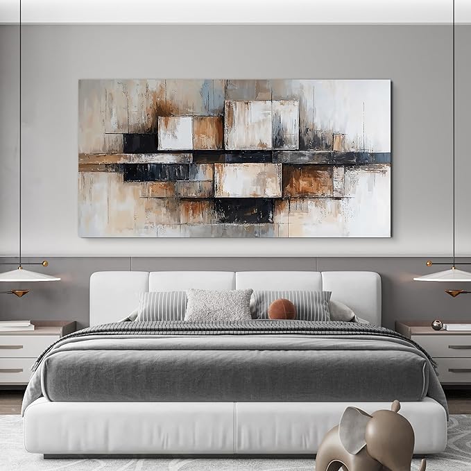 Large Abstract Geometric Decor Modern Abstract Geometric Beige And Black Wall Art Decorations Wall Art For Living Room Art Wall Canvas Wall Art Prints For Bedroom And Office Wall Decor 24 X 48 Inch