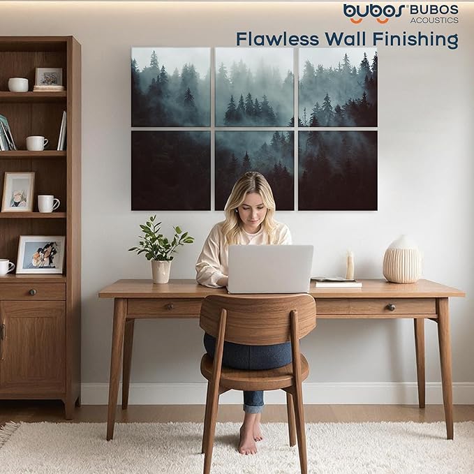 BUBOS 6 Pack Art Acoustic Panels Soundproof Wall Panel,70.8X47.2 Inches Large Sound Absorbing Panel,Self-Adhesive Decorative Acoustical Wall Panels, Acoustic Treatment for Home Office（Foggy Forest）