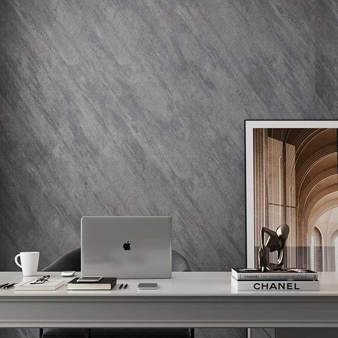 16"×118" Thick Grey Concrete Contact Paper for Countertops 3D Gray Concrete Wallpaper Peel and Stick Removable Cement Wallpaper Vinyl Wrap Tile Sticker for Kitchen Island Walls