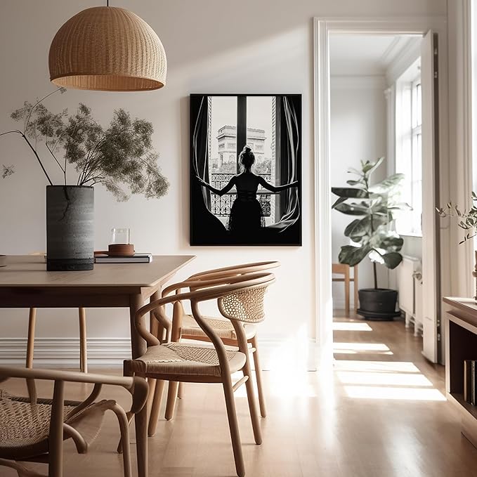 Poster Master Vintage Photograph Poster - Retro Minimalist Print - Girl In The Open Window, Black & White, Simple - 11x14 UNFRAMED Wall Art - Gift for Artist, Friend - Wall Decor for Living Room, Dorm