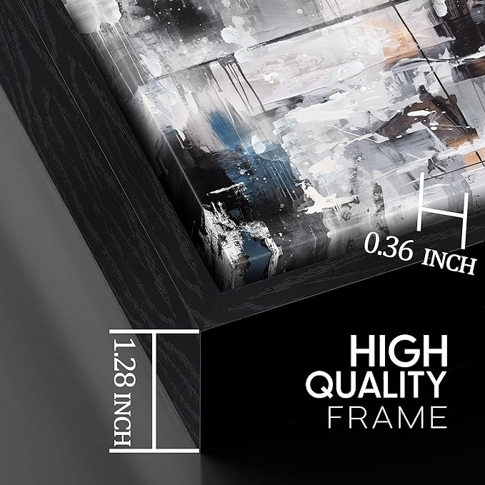 Large Abstract Canvas Wall Art - Black and White Pictures Wall Art for living room Large Size Ready to Hang Size 29" x 59"