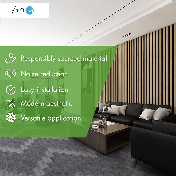 Art3d 4-Pack 12" x 93" Soundproof Wood Slat Panels, 31 sq.ft Acoustic Wall Panels, 3D Wall Panels with Wood Slat Design, Decorative Wood Wall Panel for Accent Walls-Oak