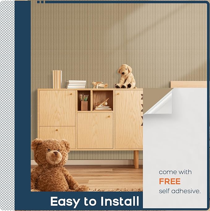 BUBOS 5 Pack Large Acoustic Panels,47.2" X 23.6" Self-Adhesive Acoustical Wall Panel, Sound Proof Panel for Office, Decorative Soundproof Wall Panels for Home Studio (Dark Camel)