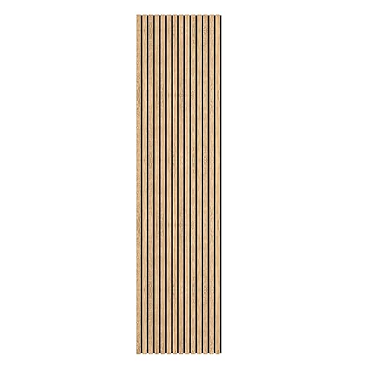 94" L x 24" W Acoustic Wood Wall Paneling, Decorative Sound Proof Panels for and Ceilings, 3D Slat Panels, Wood Slat Panels (Set of 10) (Light Walnut.)