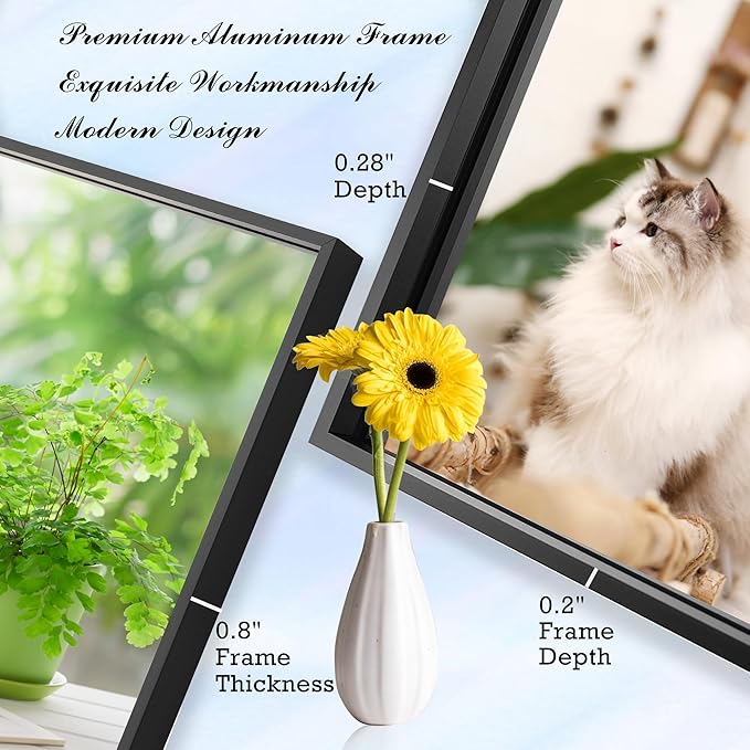 20x36 Inch Black Bathroom Mirror for Wall, Aluminum Frame Rectangle Rectangular Vanity Mirror, Modern Large for Bedroom, Living Room, Horizontal or Vertical