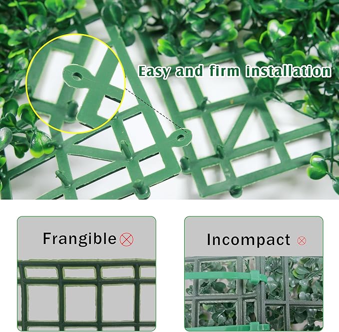 Ogrmar 12 PCS 20"x 20" Artificial Boxwood Panels Topiary Hedge Plant, Privacy Hedge Screen Sun Protected Suitable for Outdoor, Indoor, Garden, Fence, Backyard and Decor (12, 20"x 20")