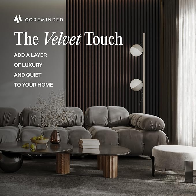 4-Pack Wood Slat Wall Panel – Velvet-Covered Wood Panels for Wall, Acoustic Panels for Interior Decor, Decorative Slat Paneling for Home, Office, Studio (Warm Greige)