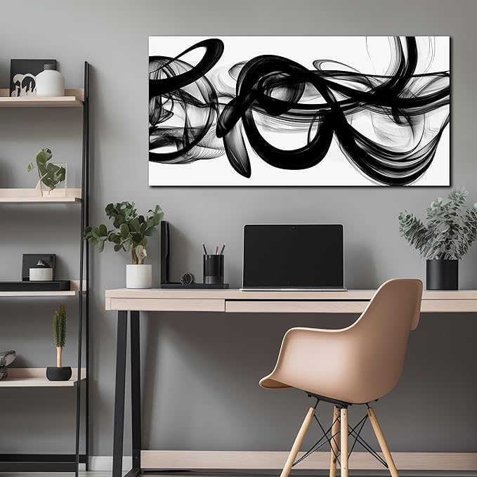 Abstract Art Wall Decor for Bedroom Black Art Paintings for Wall,Living Room Wall Art Apartment Dormitorios Decor Ready to Hang 24 x 48 Inch