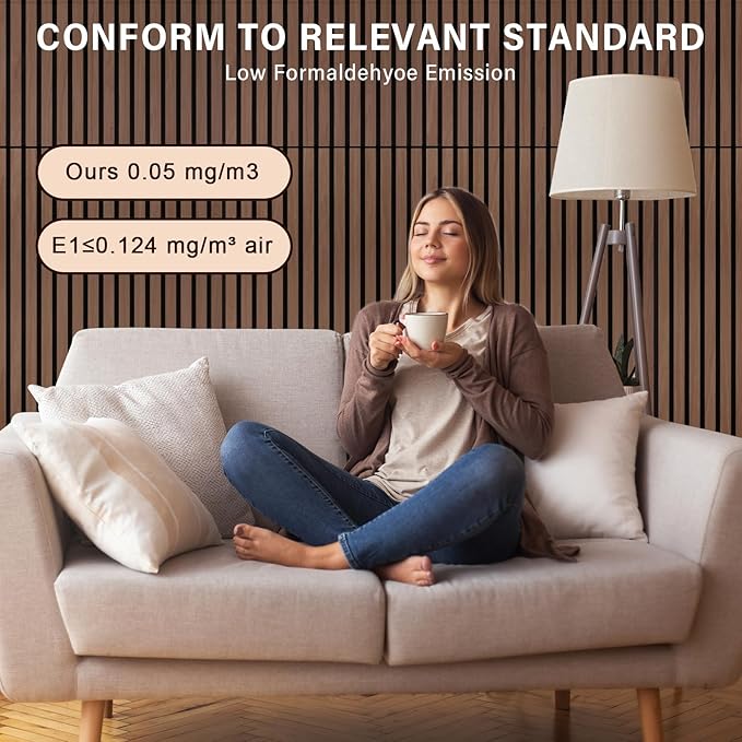 2-Pack Wood Slat Panels for Walls 23.6x47.2in, Oak Sound Panels Noise Reducing Acoustic Wall Paneling, 3D Fluted Wainscoting Panels for Interior Decor