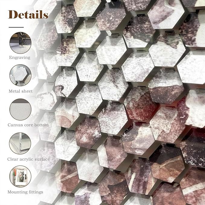 LIUZEYUE - Art Gallery - Handmade Original Wall Artworks - Solid Wood Frame, Metal Wall Decoration Painting 59"x59"