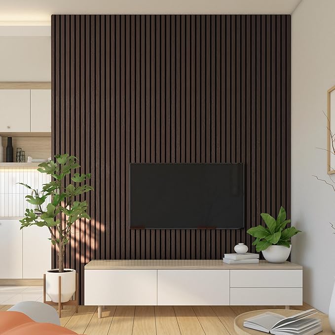 2-Pack Wood Panels for Wall - Acoustic Wood Slat Wall Panels, Soundproof Wooden Paneling for Interior Decor