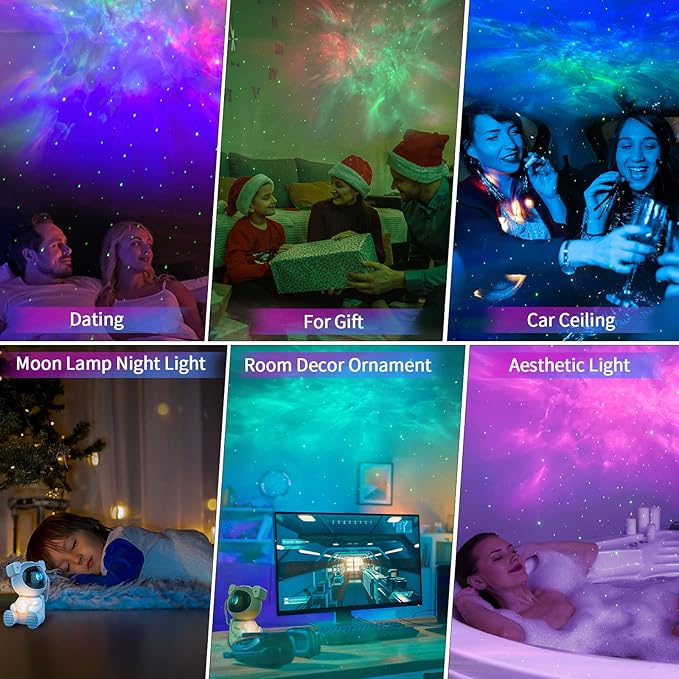 Astronaut Galaxy Projector, Star Projector with Timer and Remote, Night Light with Moon Lamp, LED Nebula Lamp for Kids Adults, Room Decor Gift (White)