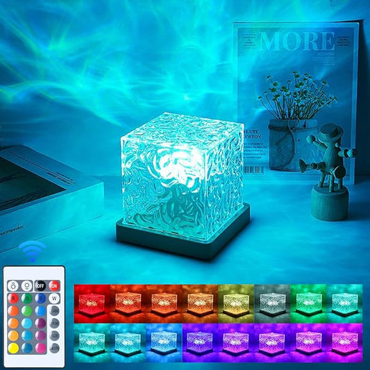 Northern Lights Projector Rechargeable,Mood Lighting Ambient Lighting Ocean Wave Projector with 16 Colors and Dynamic Ripple Effect for Living Room Bedroom Decor - Cordless