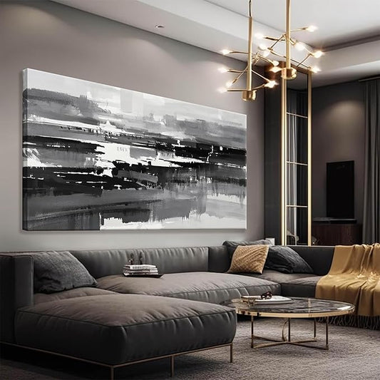 Abstract Wall Art For Bedroom Office Decor Grey And White Wall Art Painting Canvas Art Wall Decor Prints Ready To Hang Abstract Art Pictures 20×40 Inch