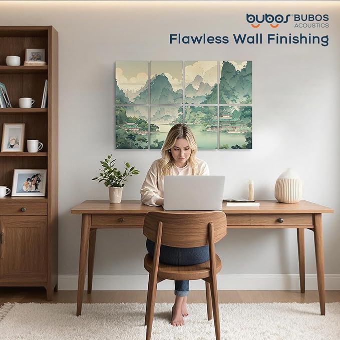 BUBOS 8 Pack Art Acoustic Panels Soundproof Wall Panel,47.2X31.4 Inches Sound Absorbing Panel,Self-adhesive Decorative Acoustical Wall Panels, Acoustic Treatment for Ceiling Home Office（Chinese Charm）