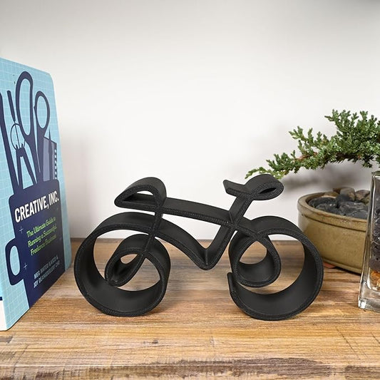 Bicycle & Cyclist Sculpture – Minimalist Decorative Accent for Cycling Enthusiasts & Modern Home Decor | Collectible Design (Road Bike Matte Black)