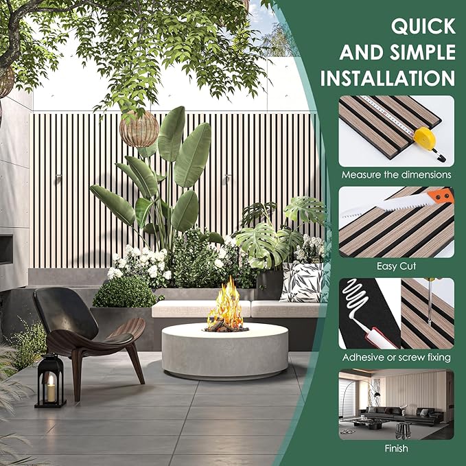 4-Piece Wood Slat Acoustic Panels for Stylish Interior Decor & Noise Reduction - 94.5" x 7.87" 3D Solid Wood Wall Panels for Ceiling and Wall, Covers 20.66 Sq Ft, Light Brown