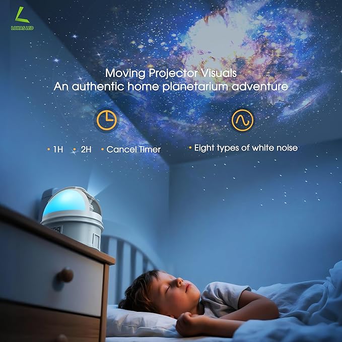L LOHAS LED Galaxy Projector Night Light, 12 in 1 Star Projector Night Light with Storage Case, Solar System Constellation Moon, LED Space Galaxy Lamp with Timer, for Kids Adults Bedroom Theater