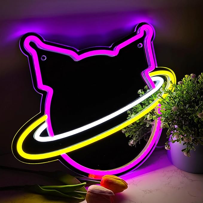 Anime Neon Sign Kuromii Neon Night Light for Wall Decor, Kuromii Planet Neon Mirror, Anime Room Decor, Kawaii Home Decor, Unique Wall Art