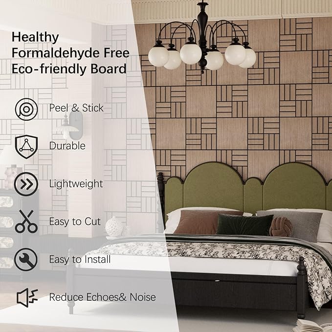 4 Packs Acoustic Wall Panels - Self-Adhesive 3D Wood Slat Wall Panel- Peel and Stick Sound Absorbing Panels for Noise Reducing - Feature Wall Decor for Home & Office