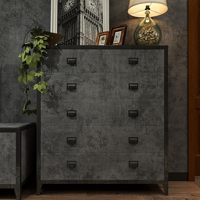 JSEVEM 24"×354" Wide Thick Grey Blue Concrete Wallpaper Peel and Stick Matte Textured Industrial Gray Concrete Cement Contact Paper Vinyl Adhesive Wall Sticker for Coffee Room Bedroom Garage Gym