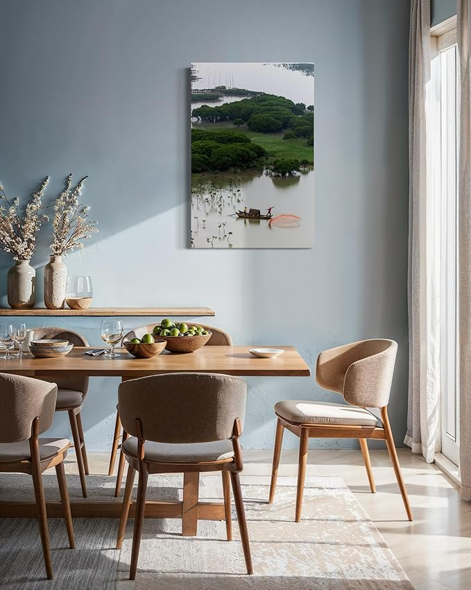 Oriental Beauty: Stunning Feng Shui Landscape Wall Art Vertical Prints for Home Decor in 3 Sizes (Casting Nets in the Mangrove Waters, 24" x 36", Oriental Beauty)