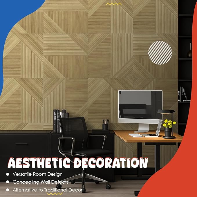 Large Acoustic Panels 6 Pack,Soundproof Wall Panels 23.6 x 23.6 Inches,Decorative Sound Panels,Self-Adhesive Acoustic Wall Panels for Home Studio Office, Harmony Geometric