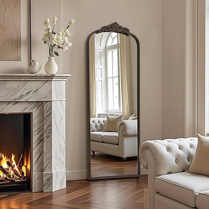 Micasso Bronze Full Length Mirror: 56''x21'' Traditional Ornate Vintage Floor Mirror - Baroque Antique Long Mirrors for Wall/Dressing Room/Bedroom/Entryway/Hallway - Home Decor for Living Room