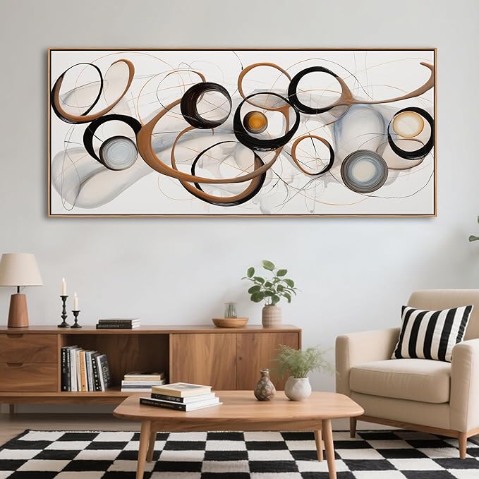 Large Framed Wall Art Living Room Wall Decor Framed Abstract Canvas Wall Art Bedroom Wall Decor Above Bed Office Decorations for Work Modern Artwork Wood Frame 31×70IN