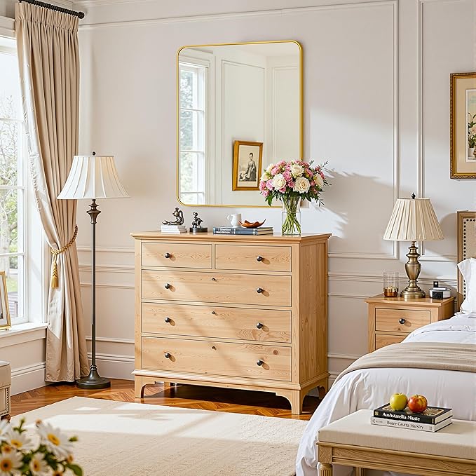 Antok Wall Mirror, 22"x30" Bathroom Vanity Mirror, Anti-Rust HD Tempered Glass, Wall Mounted Mirrors for Living Room, Entryway, Gold Frame, Rect