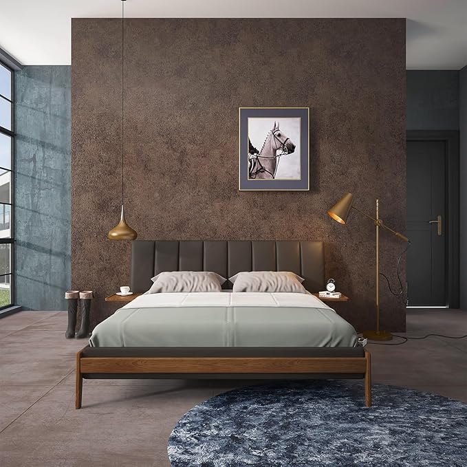 48x197inch Extra Wide Dark Brown Concrete Wallpaper Vintage Metal Industrial Style Wall Sticker Air Guide Slot Design Matte Thick Self-Adhesive Waterproof Cement Contact Paper Antique Bronze Gold