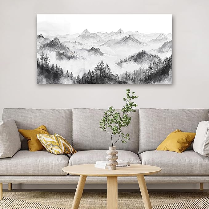 Canvas Wall Art Decor Wall Art Pictures for Living Room Art Work for Wall Decor Mountain Landscape Wall Art Prints Artwork for Walls Forest Wall Decorations Bedroom Home Aesthetic Wall Art Decor 20" X 40"