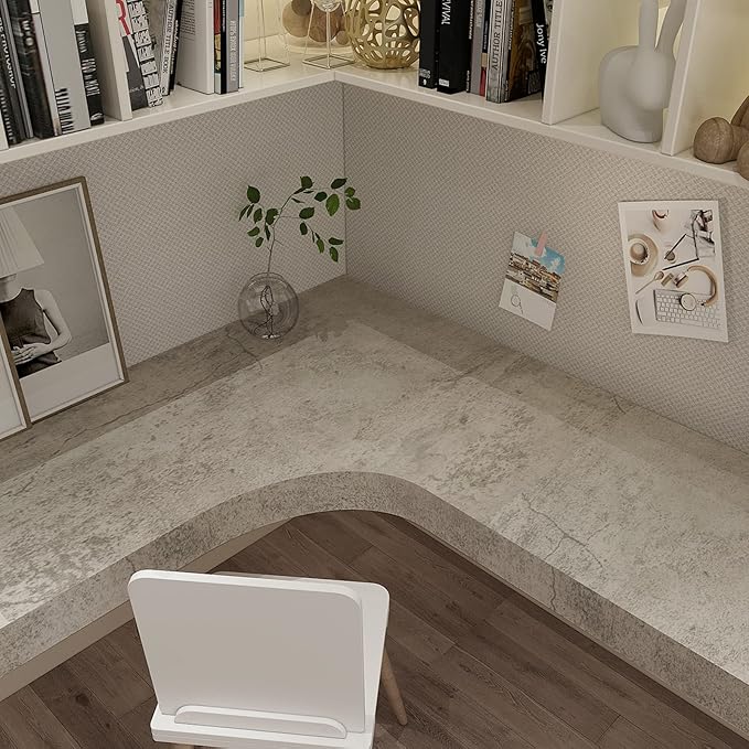 JSEVEM 16"×118" Thick Light Brown Gray Concrete Wallpaper Peel and Stick Industrial Taupe Grey Concrete Contact Paper Vinyl Matte Cement Adhesive Tile Sticker for Countertops Bedroom Bathroom Walls