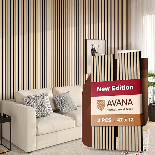 Avana Acoustic Wood Wall Panels – 47.2 X 12.6 White Oak Acoustic Panels 2 PCs – Modern Wall Panels For Interior Wall Decor For Homes, Offices, Studios – Sturdy And Durable Wood Panels For Wall