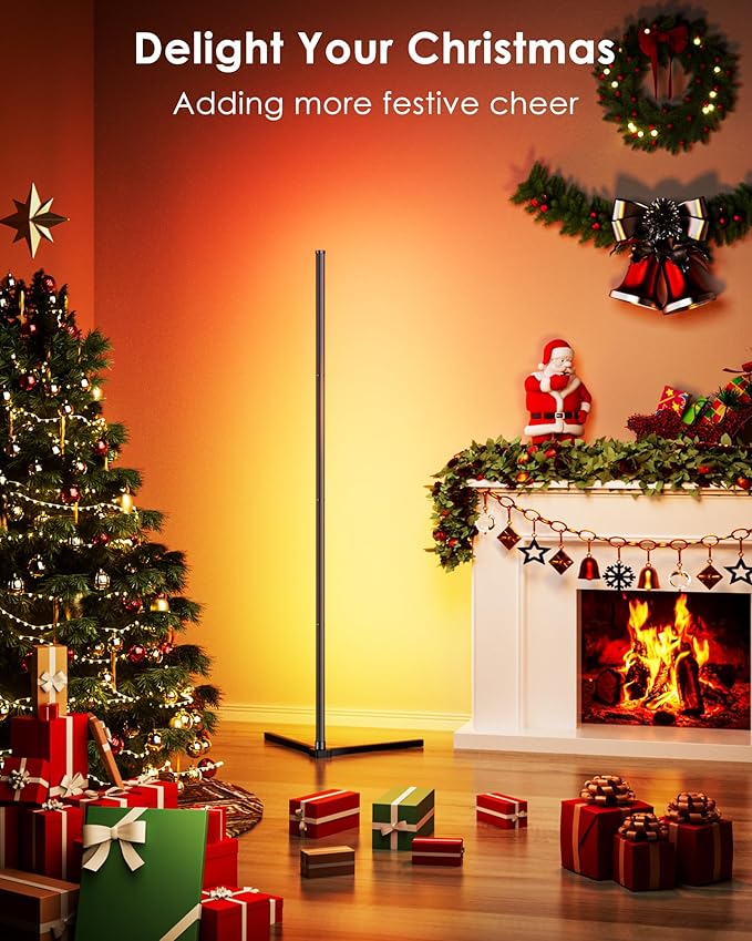 2PCS Corner Floor Lamp, 65" Smart RGB Color Changing LED Floor Lamp with APP and Remote Control, Modern Mood Lighting Corner Lamp with Music Sync, DIY Mode & Timing for Living Room Gaming Room