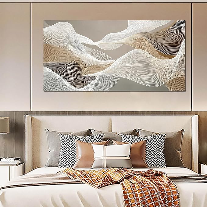 Abstract Wall Art Grey Wall Decor White Pictures Art Print Modern Canvas Artwork for Bedroom Bathroom Living Room Office 29"x 59"