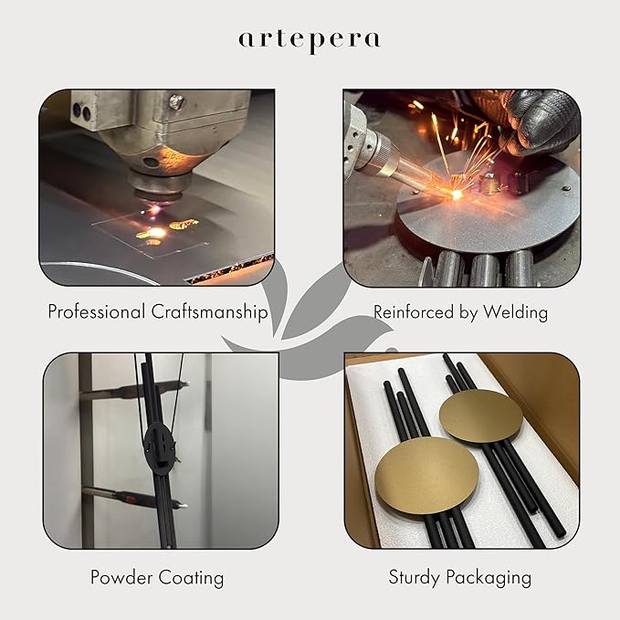 ARTEPERA Antique Lines Metal Wall Art Set of 2 - Modern & Unique Wall Decor, Metal Wall Sculpture for Living Room, Bedroom, Office - Vertical Geometric Wall Decor (Black - Silver, 23.5" x 6.7")