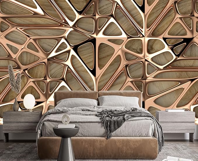 3D Metal Wall Mural Wallpaper for Bedroom 178" x 117"