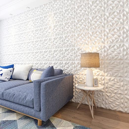 Art3dwallpanels 33 Pack 3D Wall Panel for Interior Wall Décor, PVC Textured Wall Panels, Modern 3D Wallpaper, White