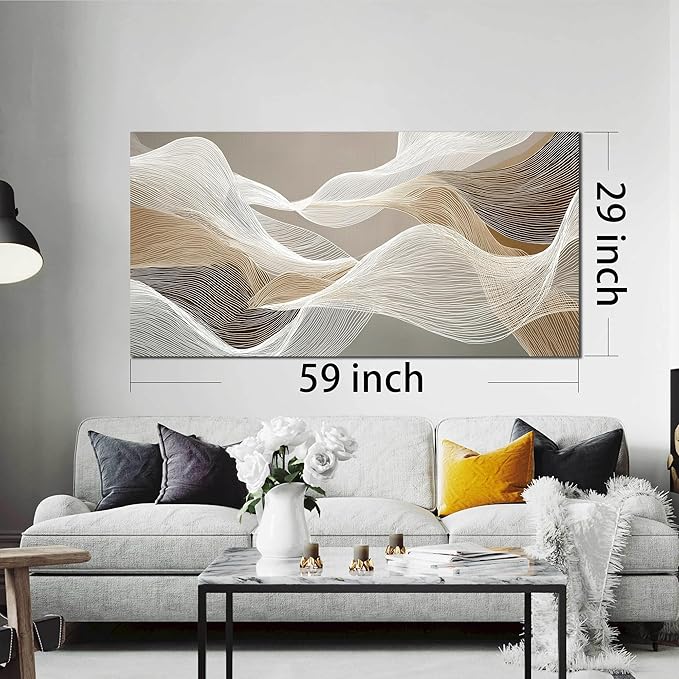 Abstract Wall Art Grey Wall Decor White Pictures Art Print Modern Canvas Artwork for Bedroom Bathroom Living Room Office 29"x 59"