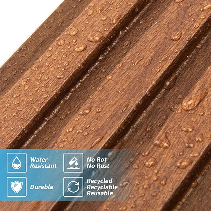 Art3d 8 Pack 96" x 6" WPC Slat Wall Panels, 3D Fluted Panel for Interior Wall Decor, TV Background, Bedroom, Living Room - Warm Teak