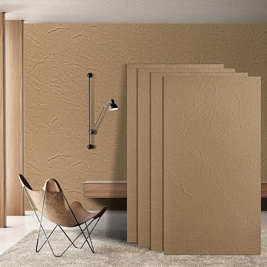 KASARO 3D Faux Stone Wall Panels, 4 PCS MCM Flexible Wainscoting Panels for Exterior/Interior Decor, Modified Clay Material, Accent for Home, Art, Commercial, Stone Yellow, 47.2 × 23.6 inch