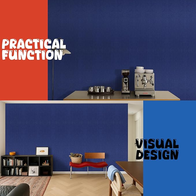 Acoustic Panels 5 Pack, Large Polyester Soundproof Panels 47.2x23.6x0.4 inch,Self-Adhesive Acoustic Treatment for Recording Studio & Office, Vertical, Navy Blue